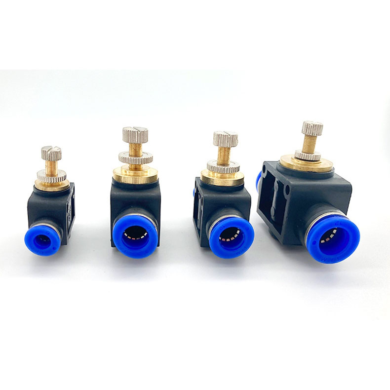 LSA Pneumatic Plastic Connects Air Speed Controllers Push In Pipe Line 6MM 8MM Flow Control Valve Fitting