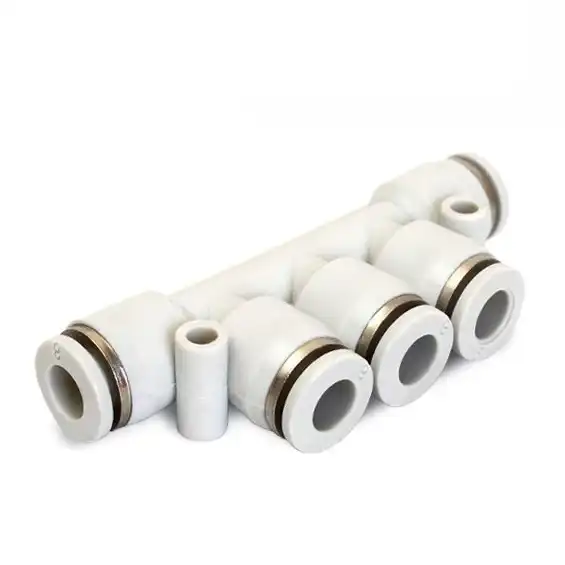 PK Push in Five-way Union Air Hose Fitting White Plastic Pipe Connector Pneumatic Quick Fitting