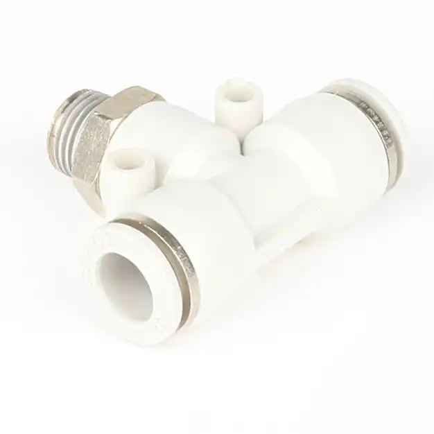 PB Pipe Fittings Male Thread Plastic Quick Connector One Touch Tee Type Push In 3 Way Pneumatic Fitting