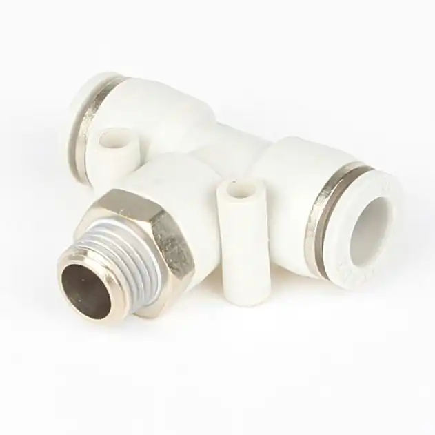 PB Pipe Fittings Male Thread Plastic Quick Connector One Touch Tee Type Push In 3 Way Pneumatic Fitting