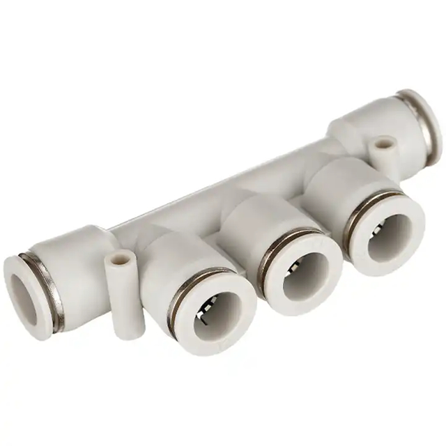 PK Push in Five-way Union Air Hose Fitting White Plastic Pipe Connector Pneumatic Quick Fitting