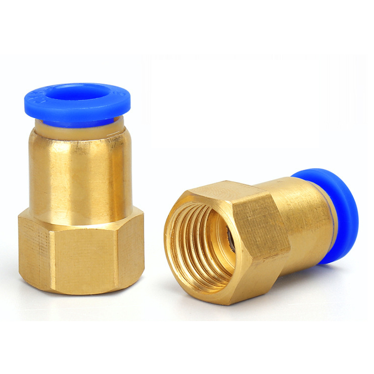PCF Type Metal Brass Pneumatic Female Connector Pipe Fitting Air Hose Fittings