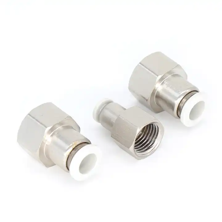 PCF Series Pneumatic Female Thread Straight Adapter Pipe Brass Connector Fitting Air Hose Quick Connector Push-in Fittings
