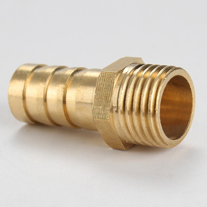 Brass Male Hose Barb Fitting Quick Connector Male Thread Pneumatic Hexagonal Hose Fitting