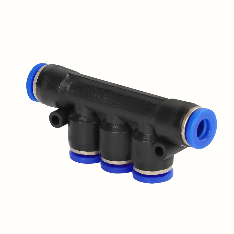 PKG 5 Way Air Hose Push In Easy Connector One Touch Quick Plastic Pneumatic Fittings