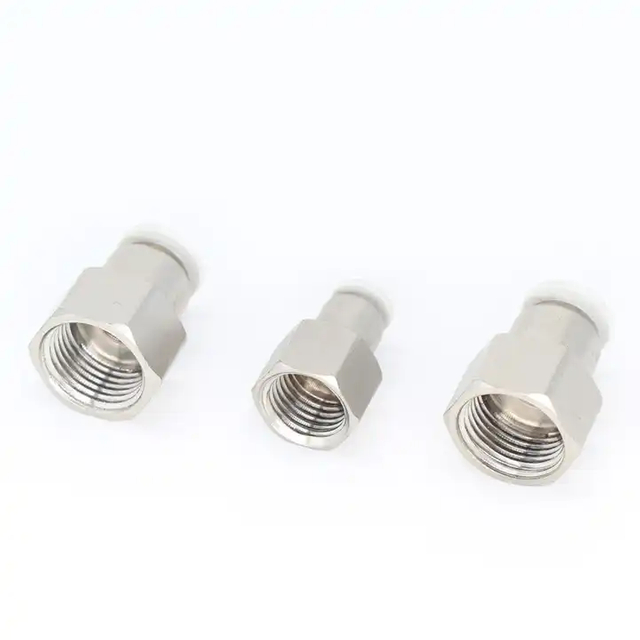 PCF Series Pneumatic Female Thread Straight Adapter Pipe Brass Connector Fitting Air Hose Quick Connector Push-in Fittings