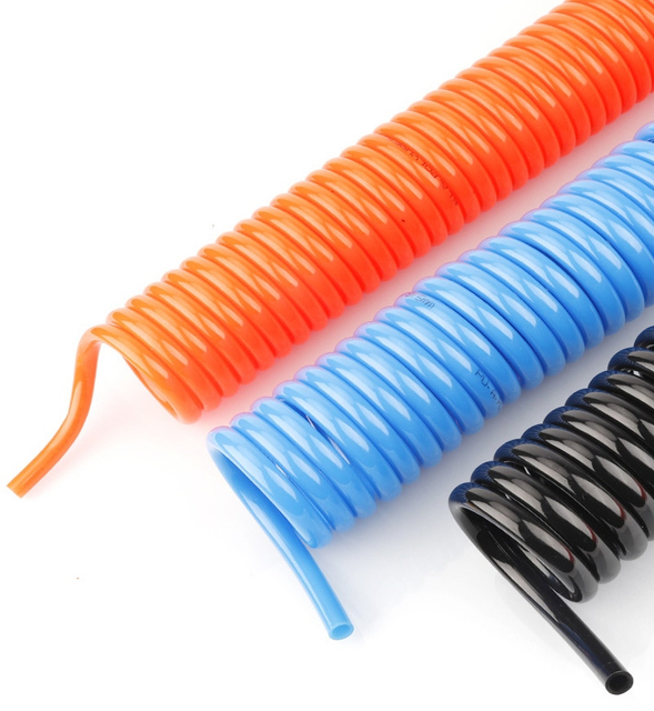 PU Spiral Air Hose 8*5mm 15m with Quick Connector Polyurethane Hose PU Tube 4 6 8 10 12 14 16mm